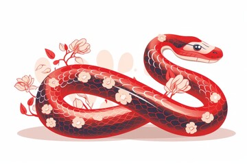 flat illustration of a chinese snake isolated