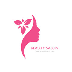 spa therapy logo concept, silhouette of young woman