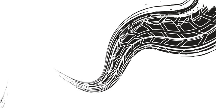 Tire track vector background in black and white style