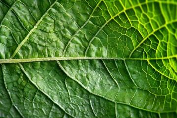 macro detailed shot of a green leaf vein texture background