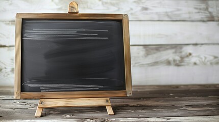 blank blackboard with chalk on stand