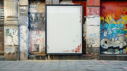 graffiti on the wall blank frame mockup
