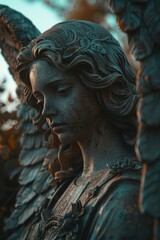 Detailed shot of an angel statue. Perfect for religious themes