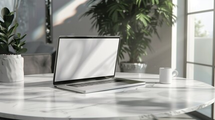 laptop in the office mockup