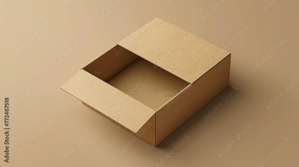 Poster plain surface with cardboard box, suitable for packaging concept