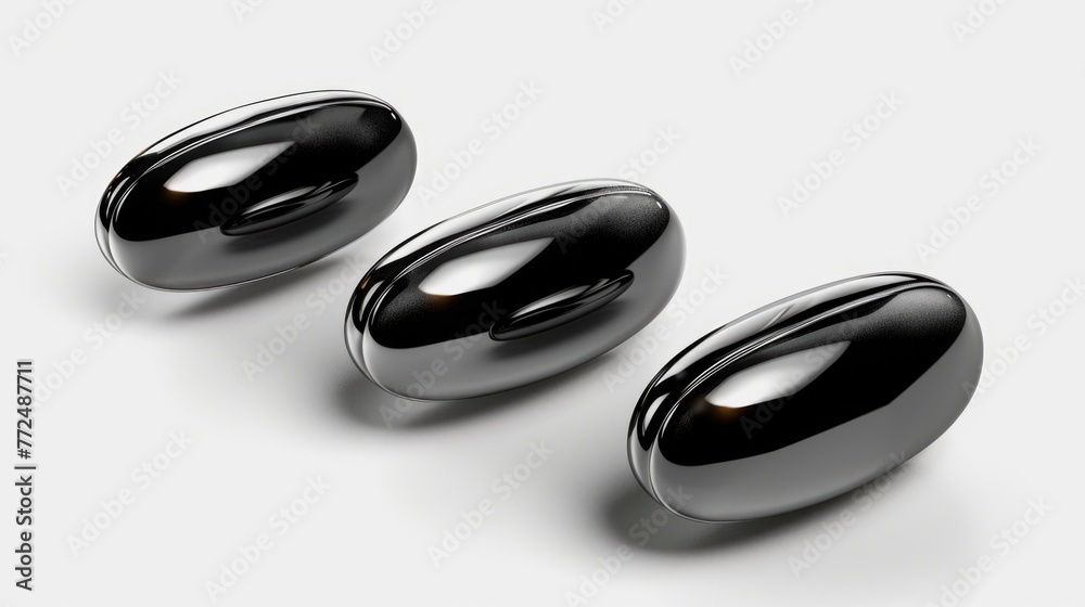 Poster shiny black eggs on white surface, versatile image for various projects