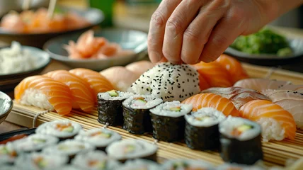 Foto op Plexiglas Chef preparing sushi platter © SashaMagic
