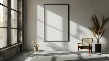 interior of a modern room and blank mockup for wall decoration