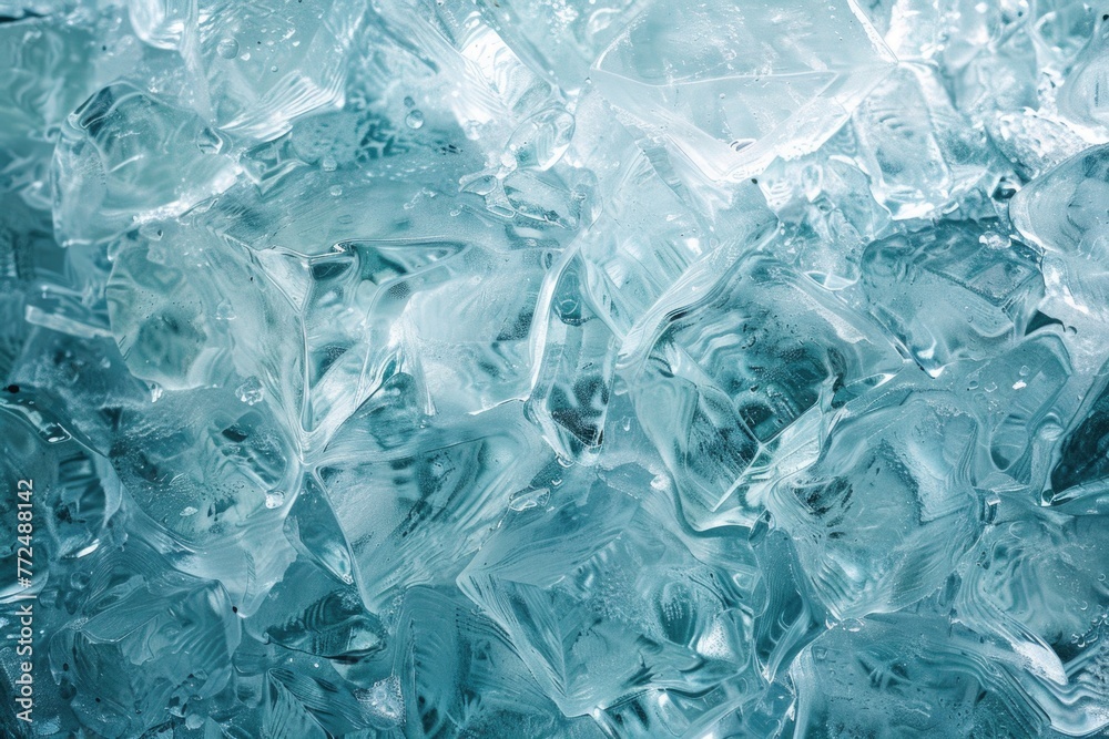 Poster a bunch of ice cubes stacked on top of each other. ideal for beverage and summer-themed designs