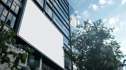 modern office building with blank billboard