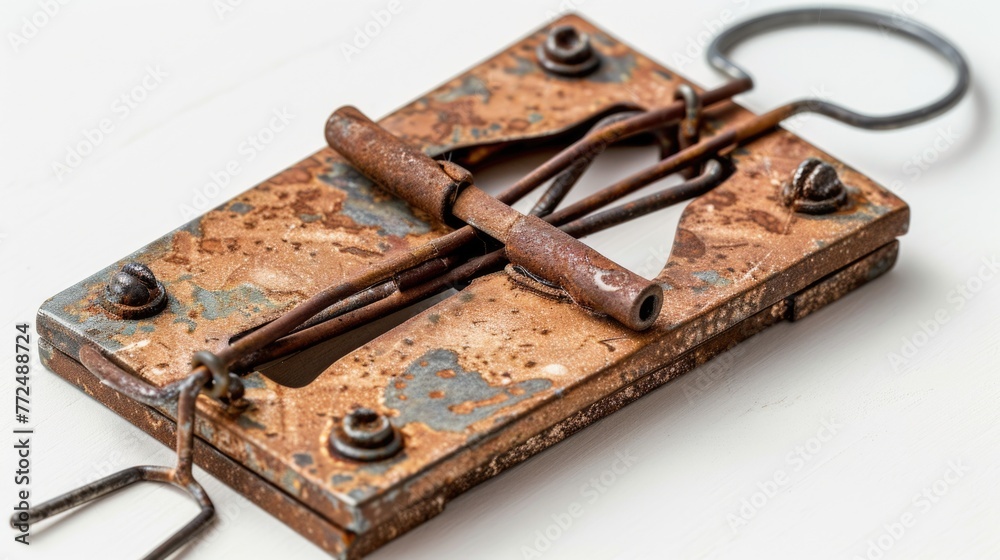 Poster An old rusty padlock with a bunch of nails on it. Suitable for security concepts