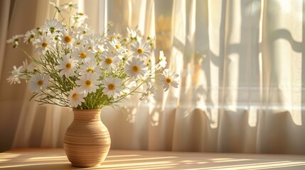 White Vase With White Flowers on Table