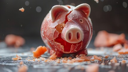 Shattered Piggy Bank A Powerful Representation of Financial Instability and Economic Fragility