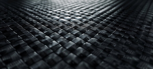 Top view texture of carbon fiber composite material characterized by its sleek woven pattern and lightweight yet incredibly strong structure - obrazy, fototapety, plakaty