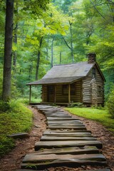 A cozy log cabin in the tranquil woods, perfect for nature lovers