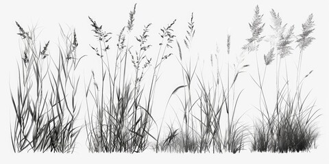 Monochrome image of tall grass, suitable for nature backgrounds - obrazy, fototapety, plakaty