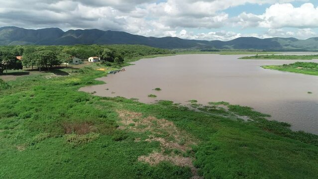 Aerial view of Paraguai River, Pantanal Region - Corumb&aacute;, Mato Grosso do Sul, Brazil