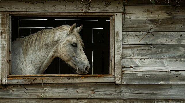 equines in the white horse house made of wood