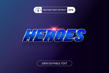Heroes text effect template design with 3d style