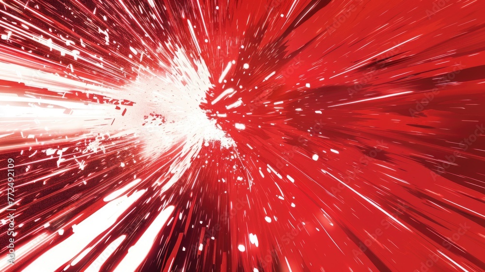 Poster A burst of light on a vibrant red and white background. Perfect for adding a pop of color to your designs
