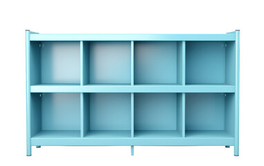 A blue shelf with multiple compartments, creating a maze-like structure