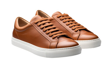 A stylish brown leather sneaker with white soles, showcasing a blend of classic and modern design