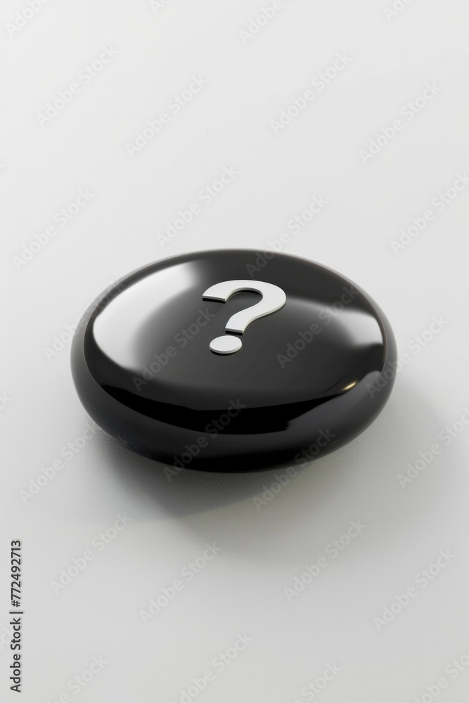 Aufkleber A black button with a question mark symbol. Suitable for various informational concepts