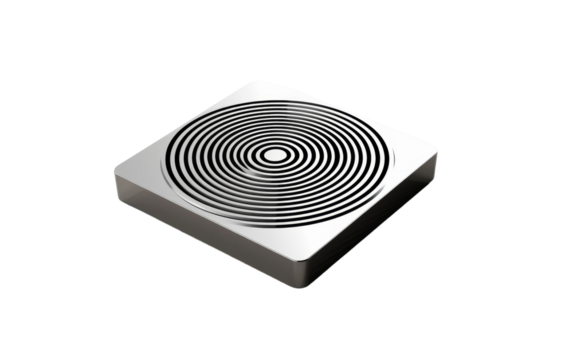 Square object adorned with intricate spiral design, captivating the eye with its mesmerizing pattern