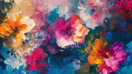 Abstract vivid colored floral painting background