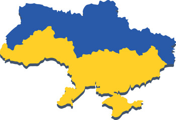 map ukraine territory vector illustration yellow blue flag