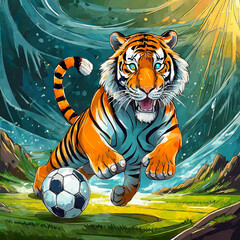 Baby tiger playing football 축구하는 호랑이