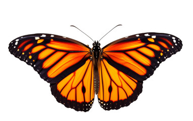 Close-up of a vibrant butterfly gracefully perched on a white background