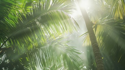 Sunlight Filtering Through Palm Tree Leaves