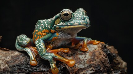 A frog sitting on top of a tree branch. Perfect for nature and wildlife themes