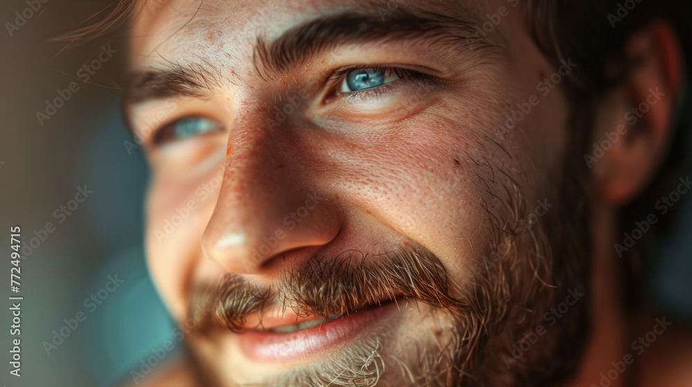 Aufkleber detailed image of a man with a beard, suitable for various projects