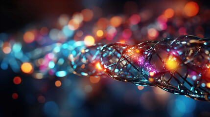 3D illustration , DNA molecule , blurry blue background , Generate AI