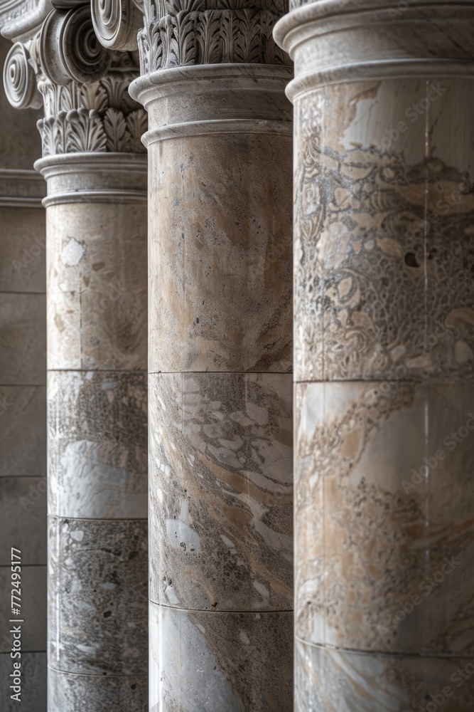 Poster A row of columns with clocks on top. Perfect for time management concepts