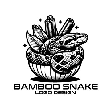 Bamboo Snake Vector Logo Design 