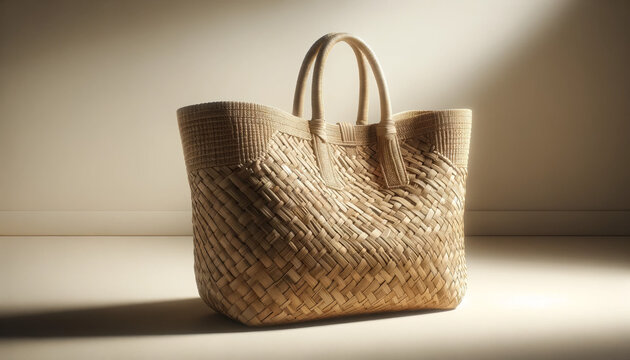 Elegant Oversized Raffia Shopper Bag in Natural Light with Luxurious Weave Texture
