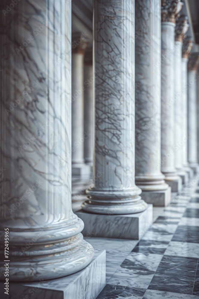 Poster Row of marble columns in a building, suitable for architectural projects
