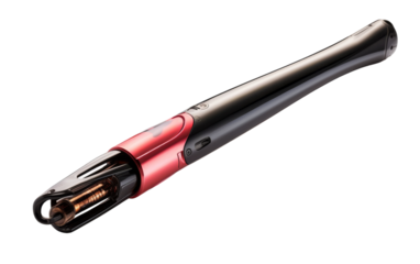 A sleek black and red pen with a vibrant red tip, ready to jot down creative ideas