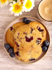 Blueberry and chocolate cookies,