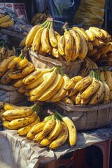 Fresh bananas on a wooden table, perfect for healthy eating concept