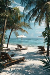 Fototapeta premium Relaxing beach scene, perfect for travel brochures