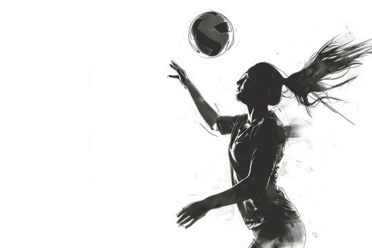 A striking image of a woman playing volleyball. Perfect for sports and lifestyle designs