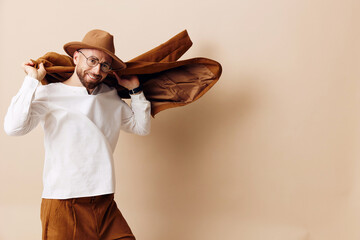Man portrait background person beard attractive fashion man caucasian hat adult guy background