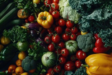 A variety of fresh vegetables in a colorful pile, ideal for healthy eating concepts