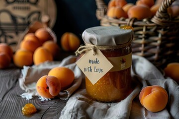 homemade jar of apricot jam - ai-generated