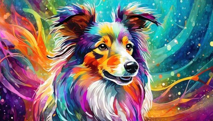 Fototapeta premium Colorful abstract pop art beautiful collie dog