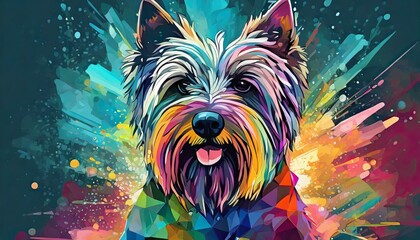 Colorful abstract pop art beautiful terrier dog